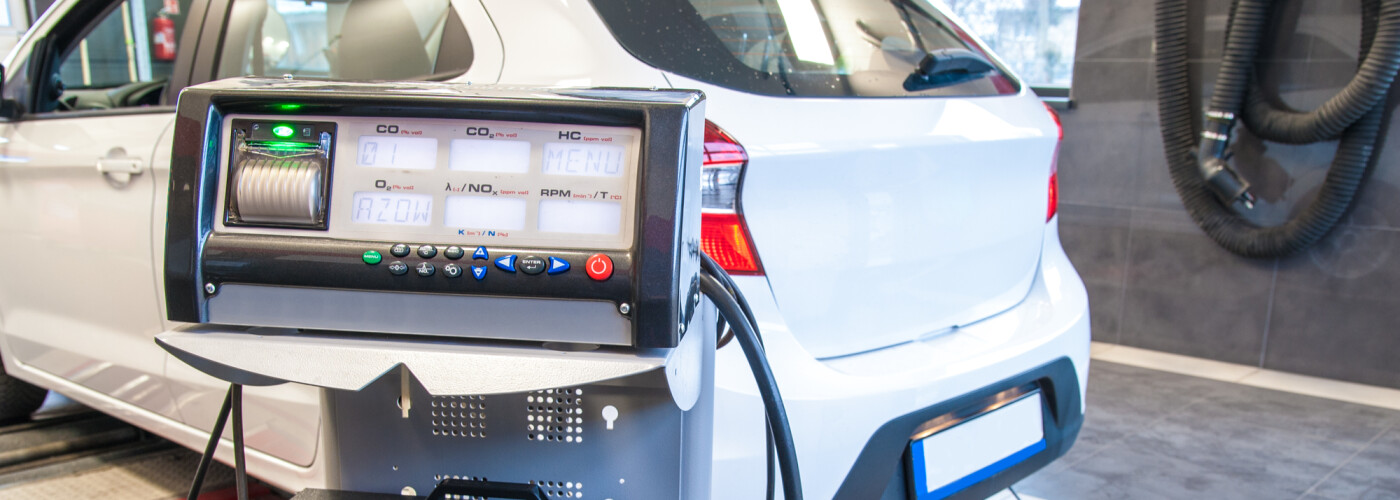 smog checking process on a car