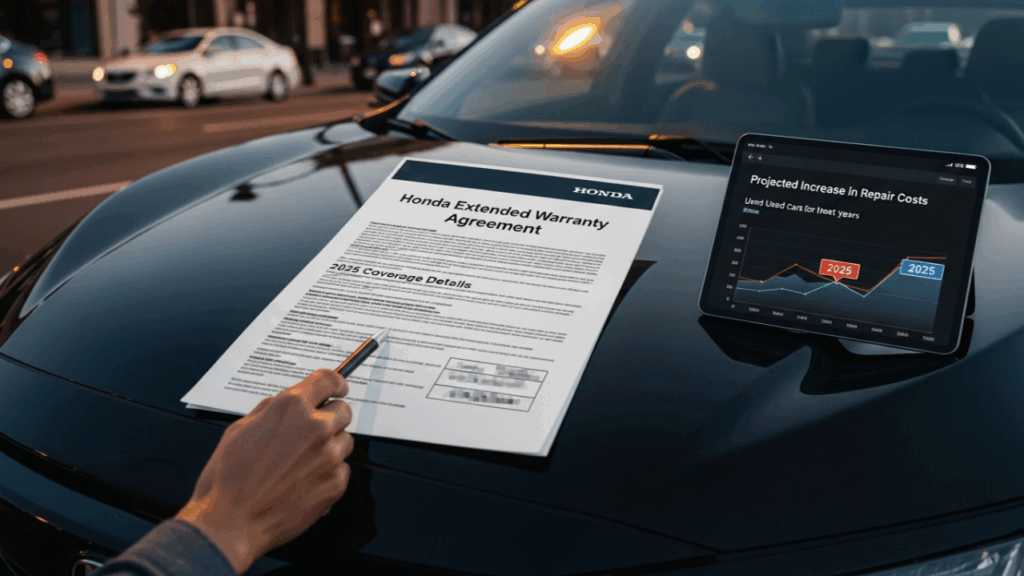 Extended warranty contract for Honda with estimation of repair costs increasing in the future.