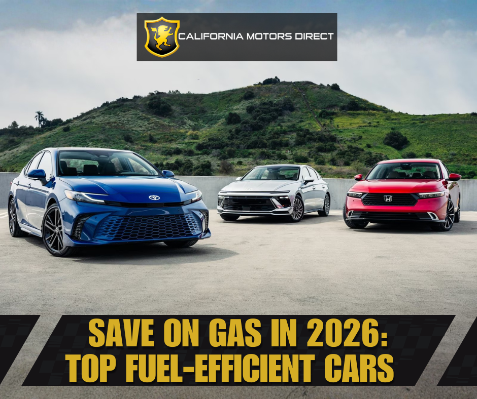 Fuel-efficient sedans parked outdoors, highlighting top cars to save on gas in 2026